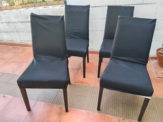 Mesa comedor negra - madera y sillas