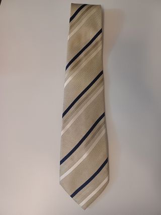 Corbata beige y azul a rayas de hombre