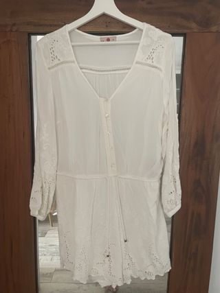 Mono corto blanco bordado - M