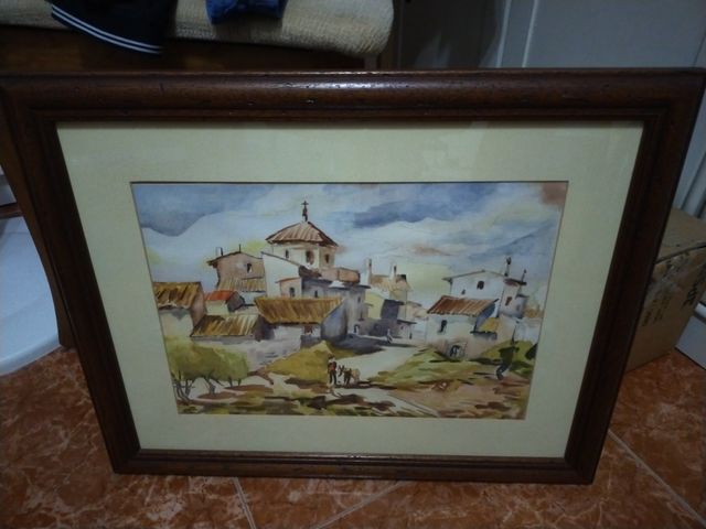 Acuarela original con marco y cristal