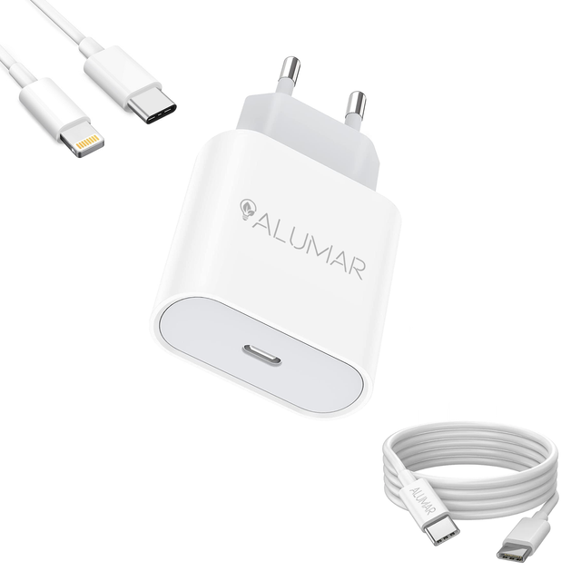 Cargador 20W iPhone/Android con cables incluidos