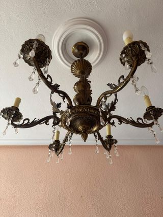 Lámpara bronce vintage 6 brazos