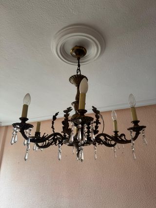 Lámpara bronce vintage 6 brazos