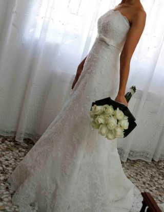 Vestido novia blanco encaje