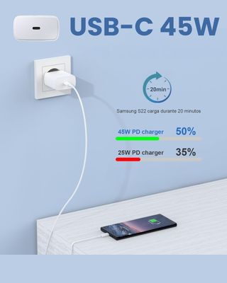 Cargador 45W Carga Rapida para Samsung Galaxy+cabl