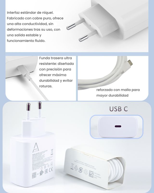 Cargador 45W Carga Rapida para Samsung Galaxy+cabl