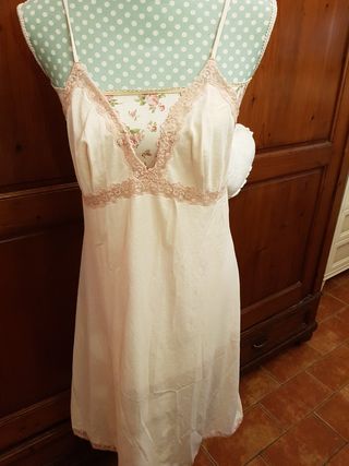 Camicia notte vintage beige e rosa