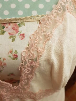 Camicia notte vintage beige e rosa