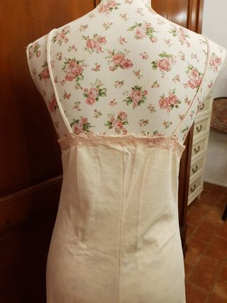 Camicia notte vintage beige e rosa