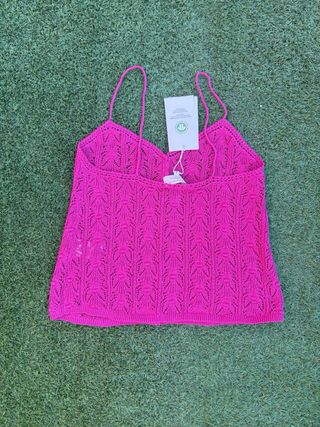 Top Sezane ganchillo fucsia Talla M nuevo