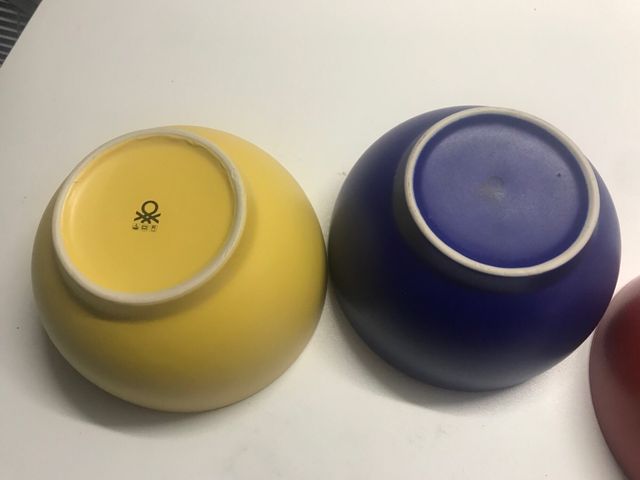 4 bowls cerámicos - y 4 tazas Colores vivos