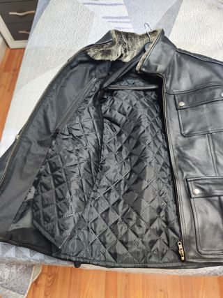 Cazadora cuero moto negra