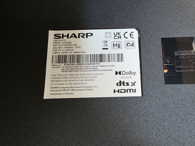TV Sharp 70FN2EA  70" despiece