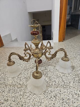 Lámpara araña 5 brazos dorada