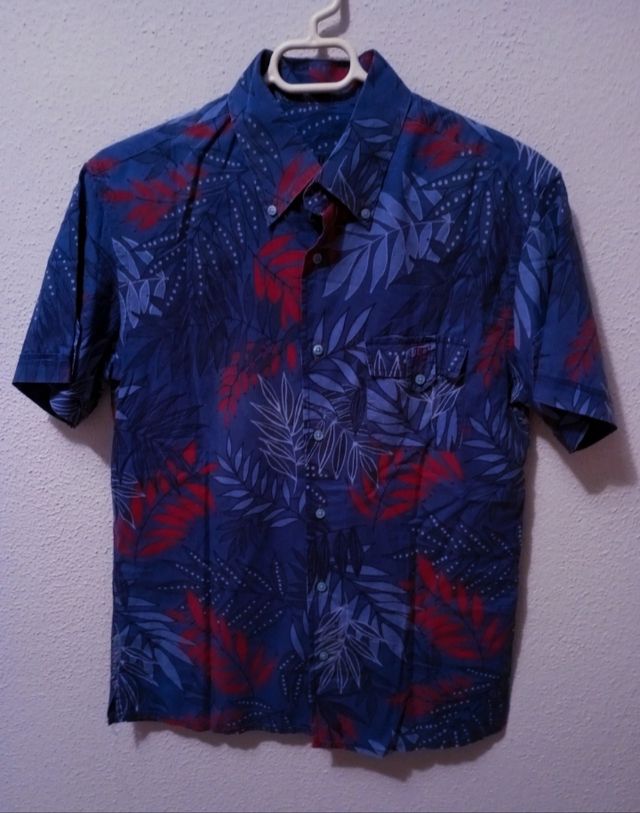 Camisa hawaiana hombre azul-rojo