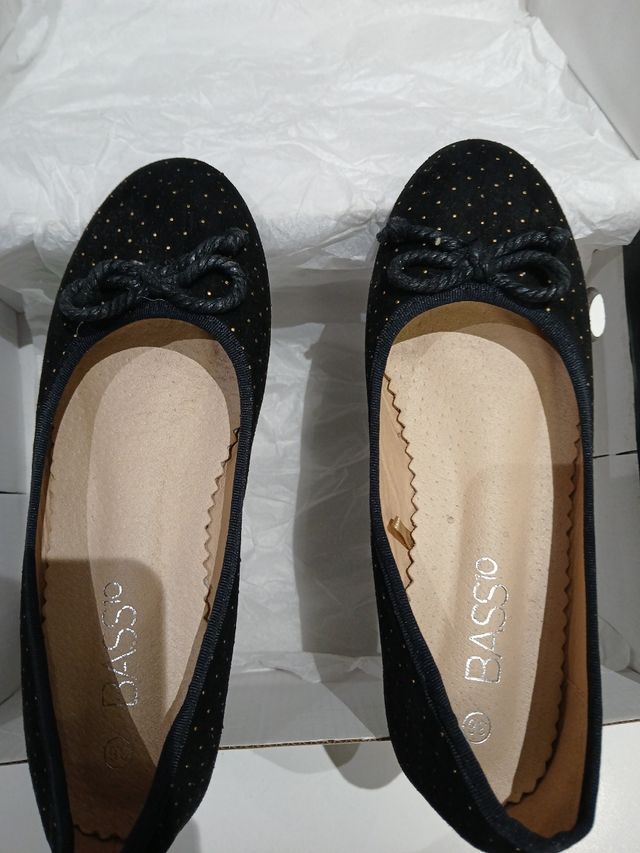 Bailarinas Dasso negras con dorado