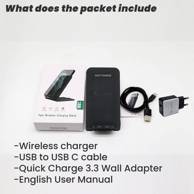 Cargador inalámbrico QI 10-15W Negro