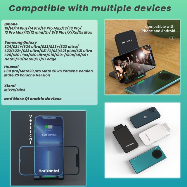 Cargador inalámbrico QI 10-15W Negro