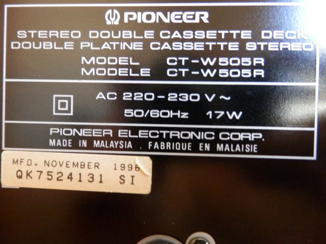 Pletina Pioneer vintage doble cassette reversible