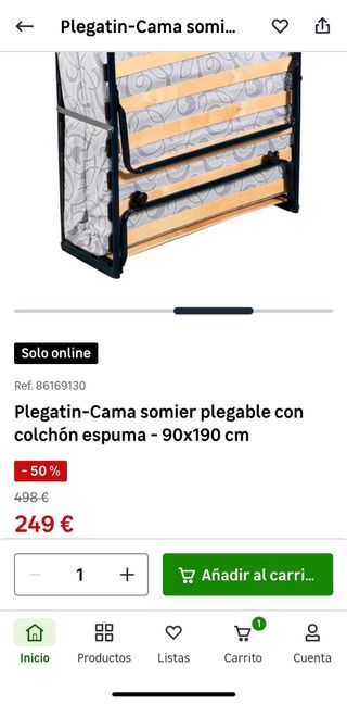 Cama plegable 90x190