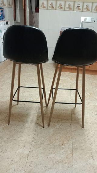 2 Taburetes Altos - Negro & Madera