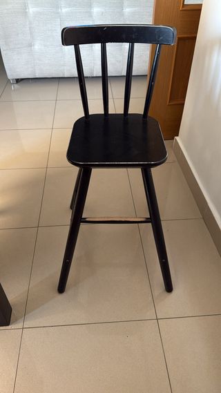 Silla alta bebé - madera negra