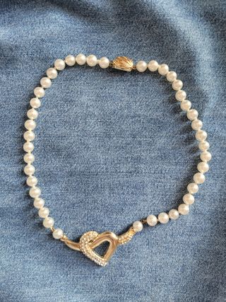 Collana perle cuore oro bianco