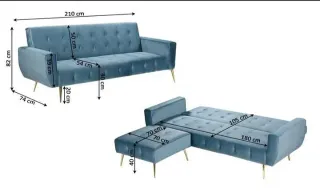 Sofá cama azul ESME