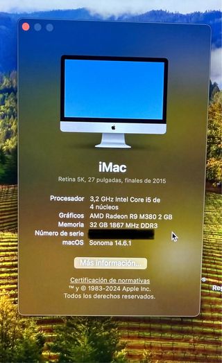 iMac 27" Retina 5K (Finales 2015) SSD 32 ram