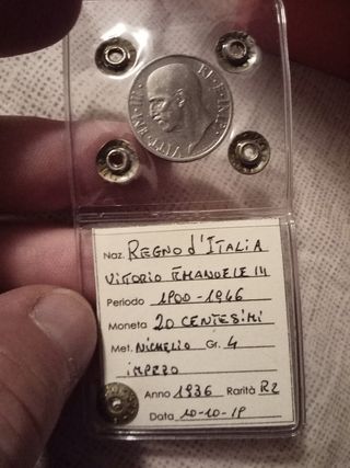 20 Centesimi Italia 1936 - Rara