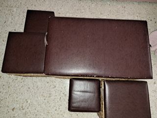 Juego de 5 baúles mimbre marrón