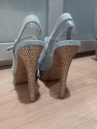 Sandalias tacón alto y fino, plataforma, azules