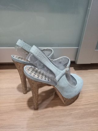 Sandalias tacón alto y fino, plataforma, azules