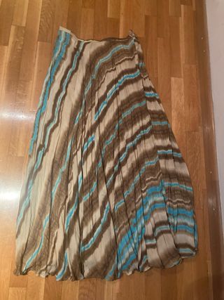 Falda midi Simorra marrón-turquesa