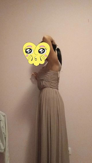 Vestido fiesta beige largo