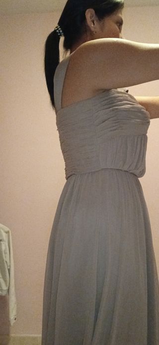 Vestido fiesta beige largo