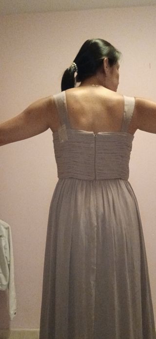 Vestido fiesta beige largo