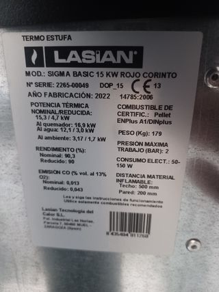 Hidroestufa Lasian Sigma Basic 15kW