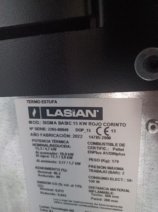 Hidroestufa Lasian Sigma Basic 15kW