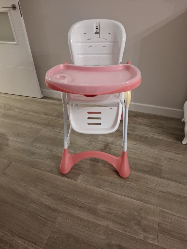 Trona bebé plegable rosa