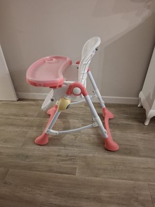 Trona bebé plegable rosa