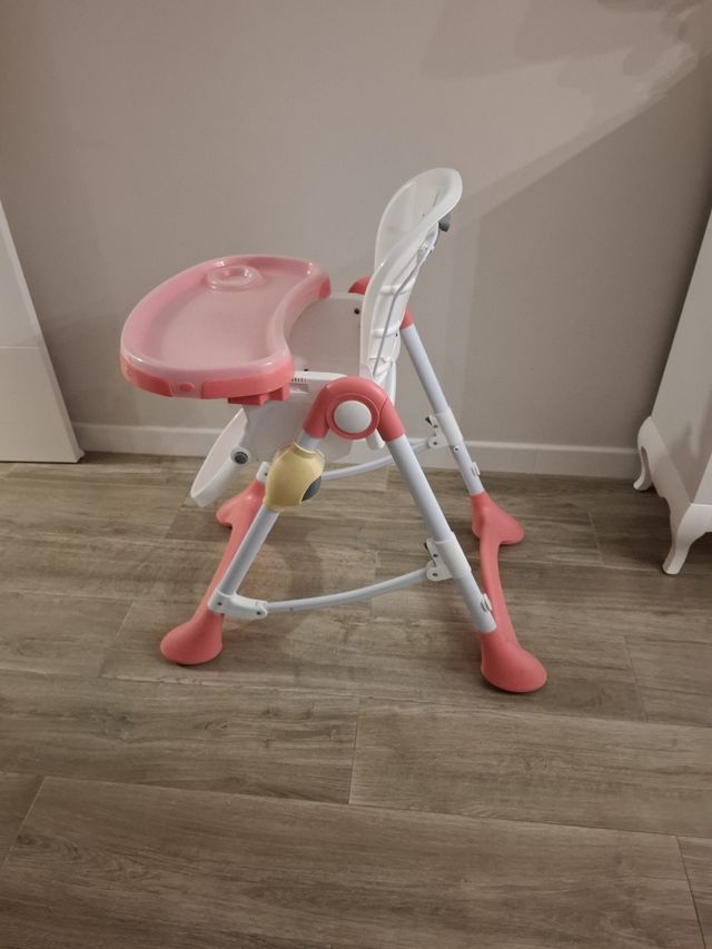 Trona bebé plegable rosa