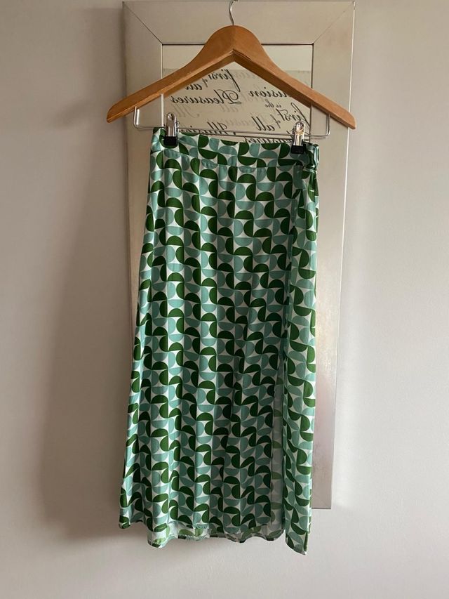 Falda midi - Verde & Blanco