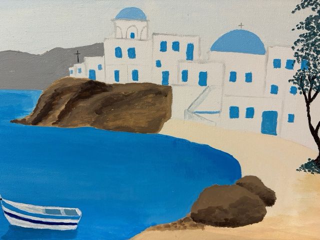 Cuadro pintura óleo paisaje griego