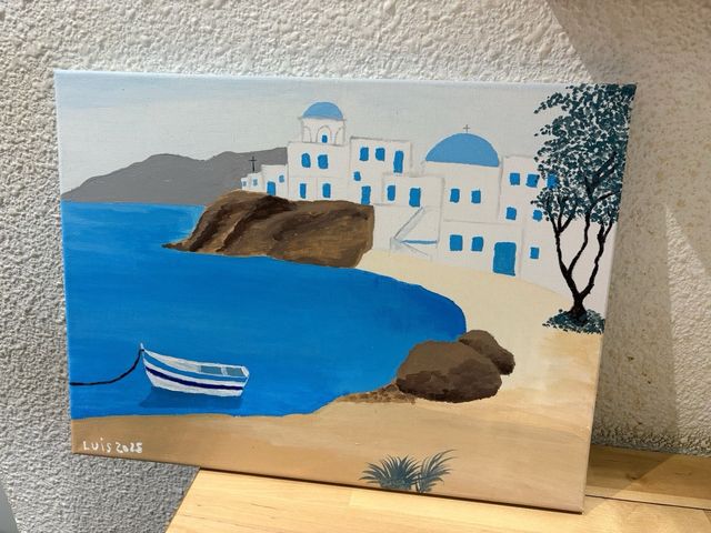 Cuadro pintura óleo paisaje griego