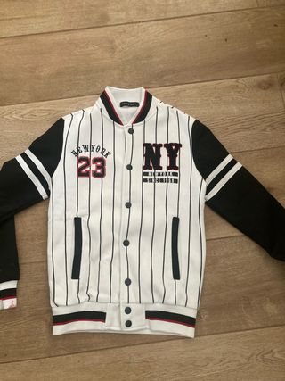 Chaqueta béisbol NY | Blanco y Negro 11 añod