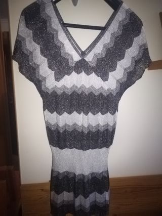 Top fiesta brillo plata-negro