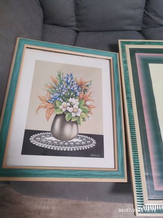 4 Cuadros Vintage Flores Paisaje 20€ los cuatro 