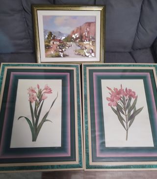 4 Cuadros Vintage Flores Paisaje 20€ los cuatro 