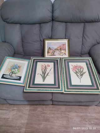 4 Cuadros Vintage Flores Paisaje 20€ los cuatro 